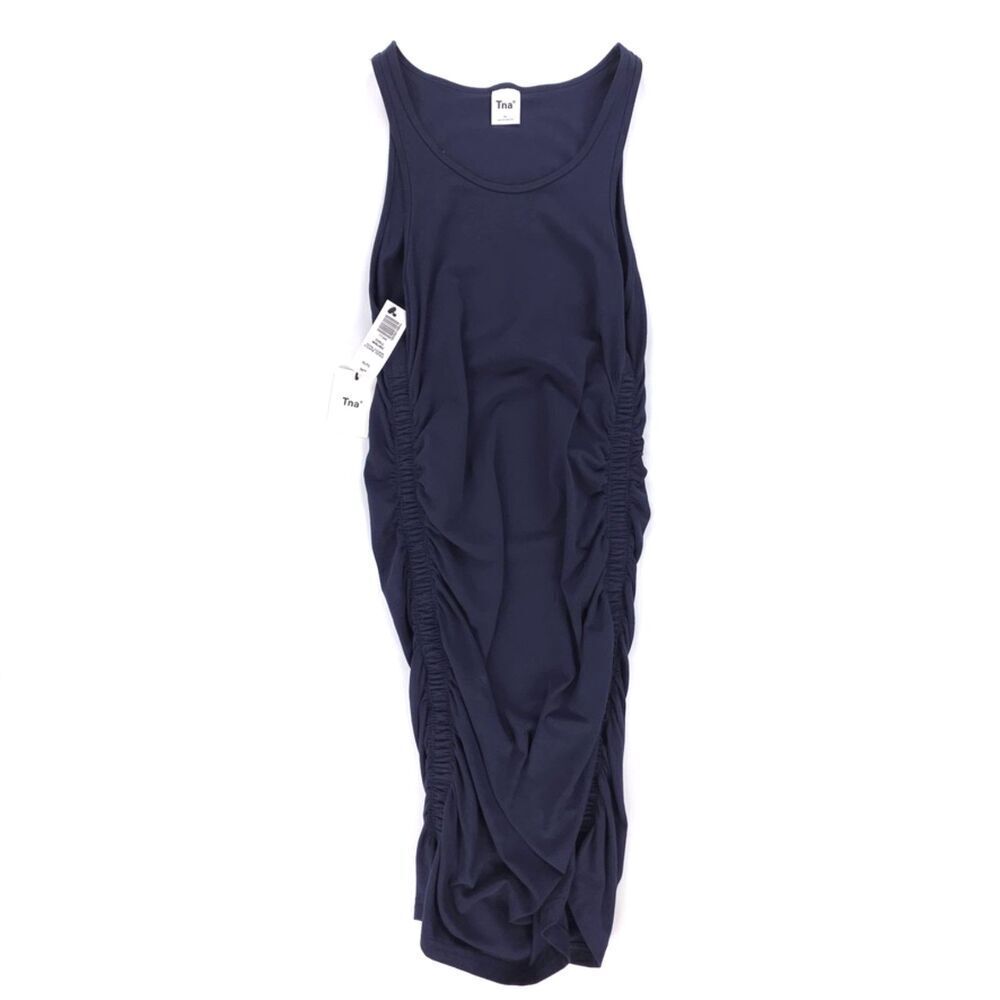 NWT Aritzia TNA Chill Malibu Dress Total Eclipse Ruched Mini 90s Y2k Clean Girl